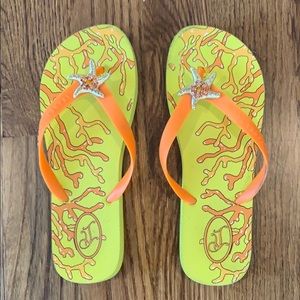 Gem embellished starfish flip flops